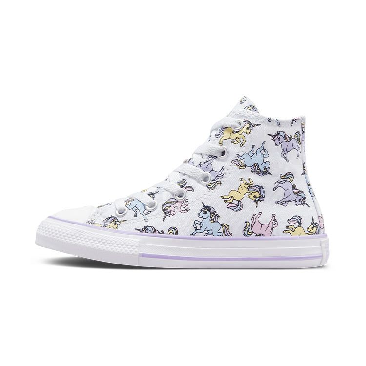 Converse All Star Unicorn Print Durable High Top Canvas Shoes Kids Sneakers White Blue A00927C