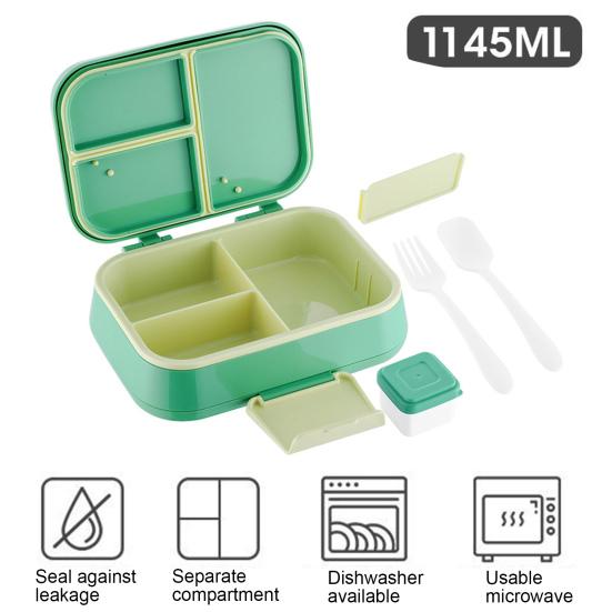 Ланч-бокс Bento с чашкой для соуса, вилкой, ложкой, контейнером для ланча с 3 отделениями, контейнерами для закусок без содержания бисфенола А, подходящими для детей, для девочек и мальчиков