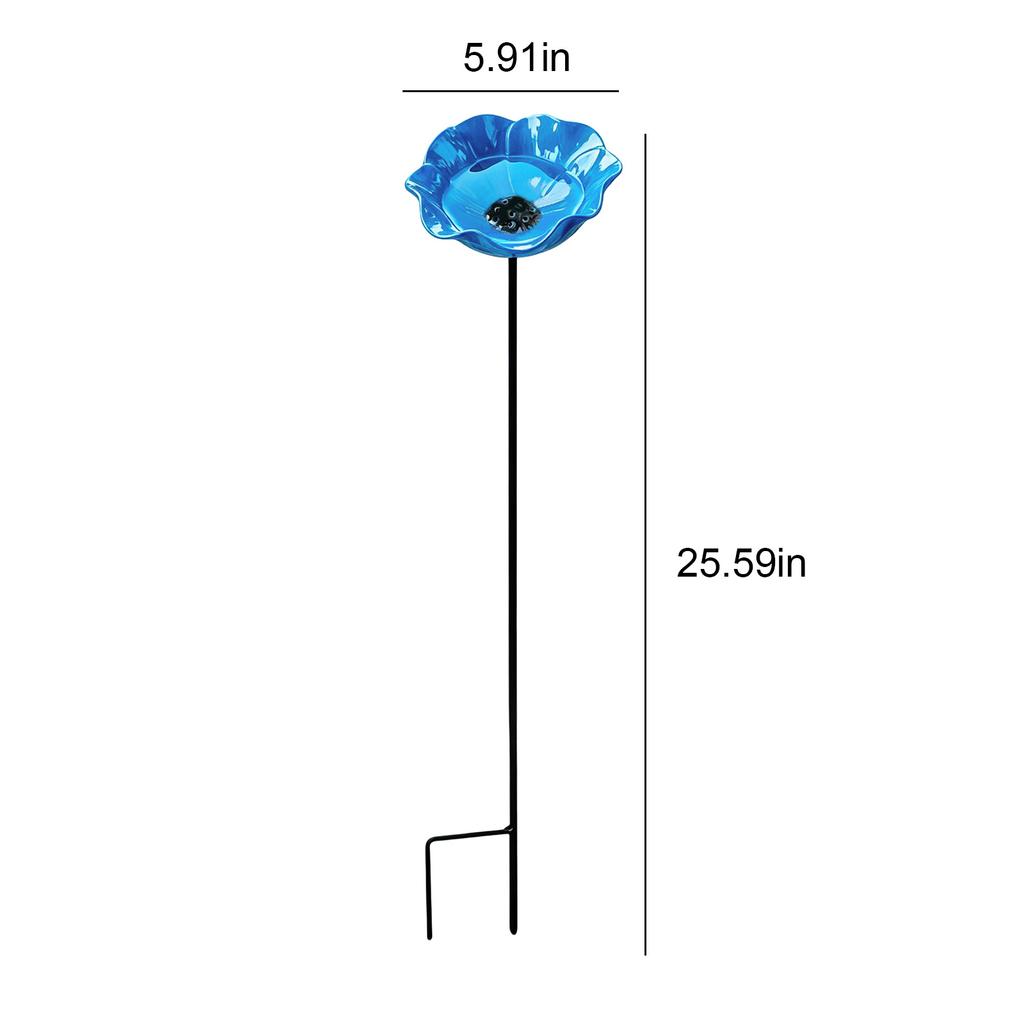 Bee Watering Station with Flower Design Butterfly Feeder Bird Bath Metal Flower Garden Stake for Outdoor Garden Yard Lawn Decor