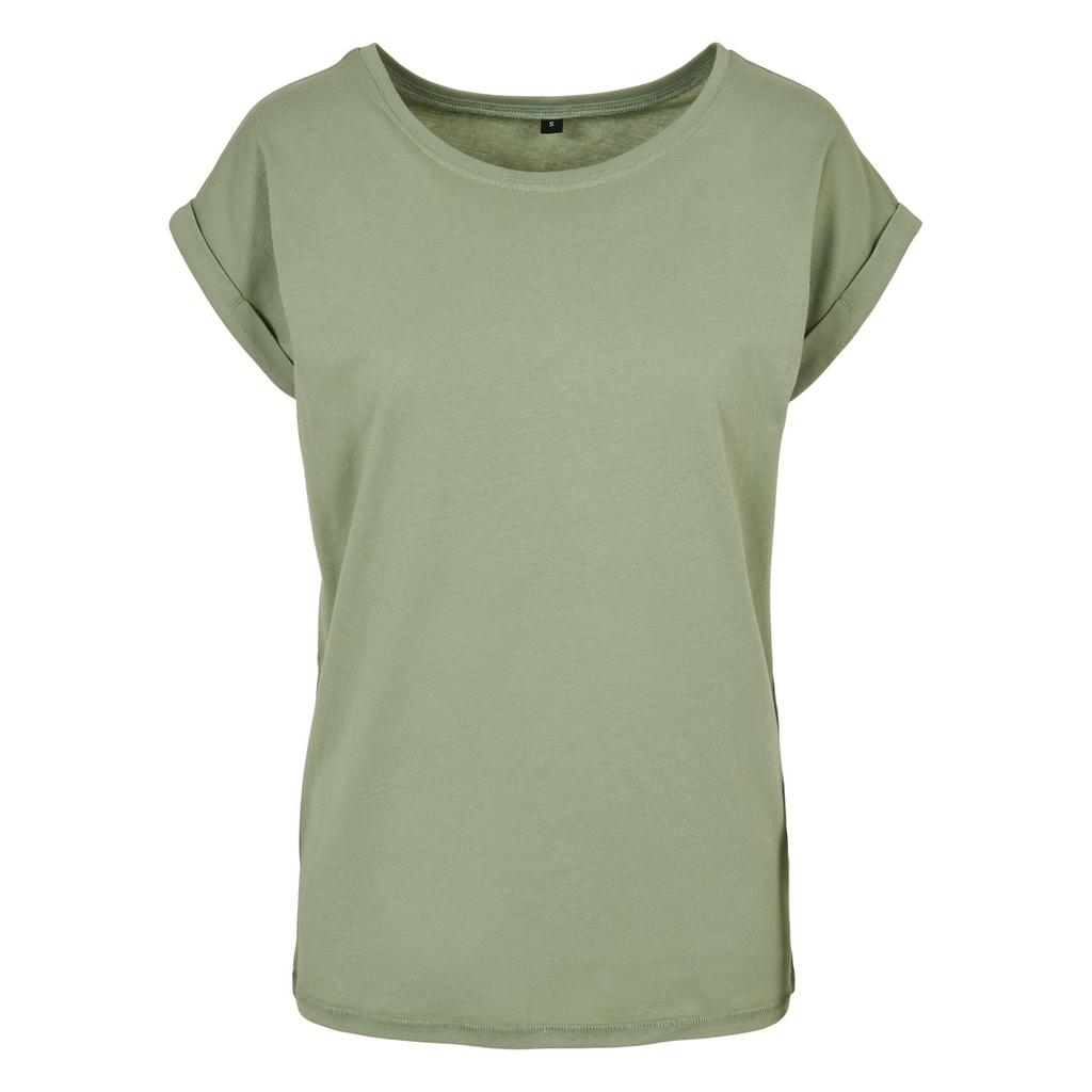 Build Your Brand Womens/Ladies Cotton Extended Shoulder T-Shirt
