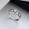 BF CLUB 925 Sterling Rings for Women Simple Geometric Handmade Irregular Retro Hollow Heart Ring Allergy For Birthday Gift