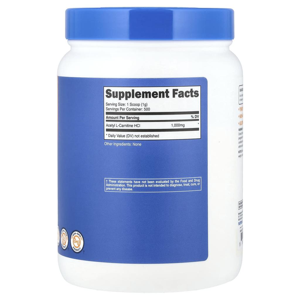 Acetyl L-Carnitine, Unflavored, 500G (1.1Lb)