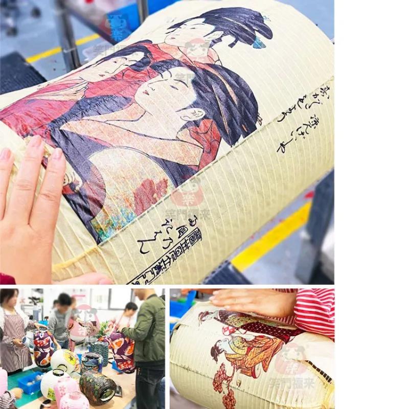 Japanese Style Geisha Pattern Lantern Waterproof Cloth Ukiyo-e Cuisine Restaurant Izakaya Decor Lantern Festival Party Decor