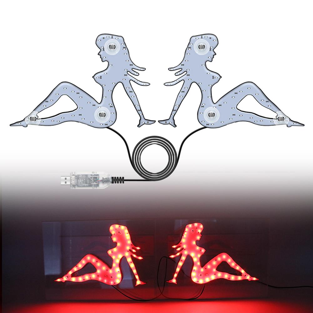 Забавная USB-подсветка для красоты девушки, светодиодный свет, декоративный свет на заднее стекло автомобиля, высокая яркость, автомобильное декоративное устройство для розыгрыша
