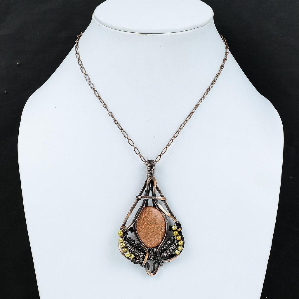 Sun Sitara Pendant Copper Wire Wrapped Pendant Handmade Pendant Copper Wire Wrapped Jewelry Gemstone Pendant Gift For Him Sun Sitara Jewelry