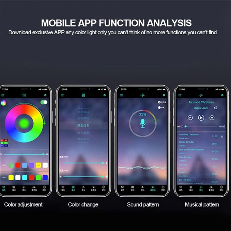 LED RGB Car Foot Ambient Light With USB Wireless Remote Voice Music APP Control Cigarette Lighter Car Footwell Lights
