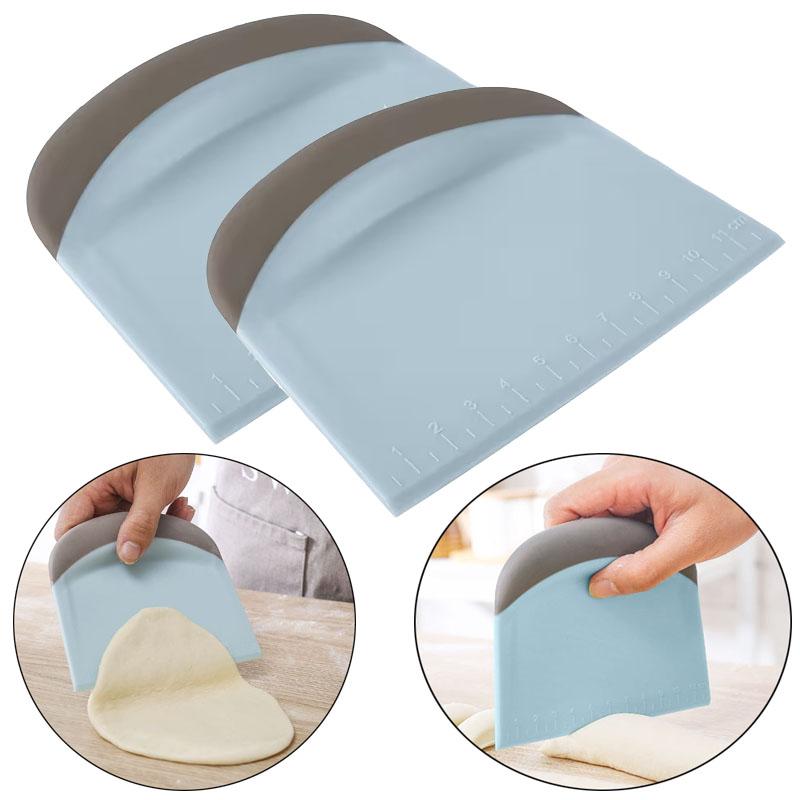 Dough Cutter with Measurement Marks 1/2pcs Flexible Multipurpose Kitchen Pastry Cutter Tool Bench Scraper for Bread Dough Cake