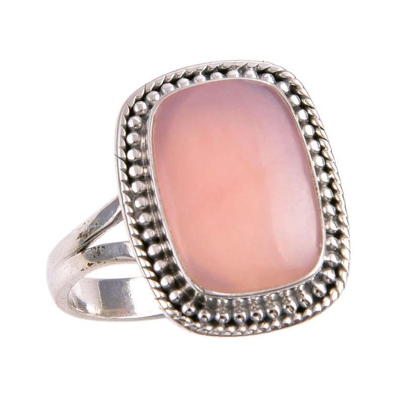 Ювелирное кольцо из чистого серебра 925 пробы с натуральным розовым опалом, размер 8,5 F2q70