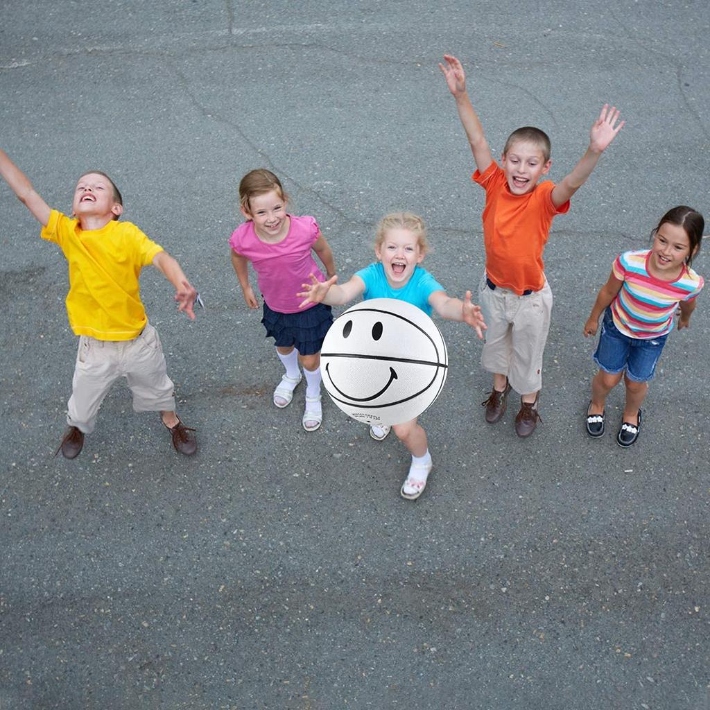 Smile PU Soft Leather Basketball with Dribble and Shoot Perfect for Indoor and Outdoor 7 5/6/7 Basketball, Function, Play, Birthday/Christmas Gift,