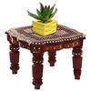 30.48 Cm Sheesham Wood Brass Carving Round Beautiful Carving Design Side Table Coffee Table Outdoor Table Living Room Furniture