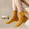 Female Spring and Autumn Sports Sweat Absorbing Breathable Pure Color Boneless Cotton Socks