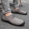 Мужские повседневные туфли ручной работы из замши в стиле ретро для ходьбы на открытом воздухе серые туфли для вождения на шнуровке большего размера