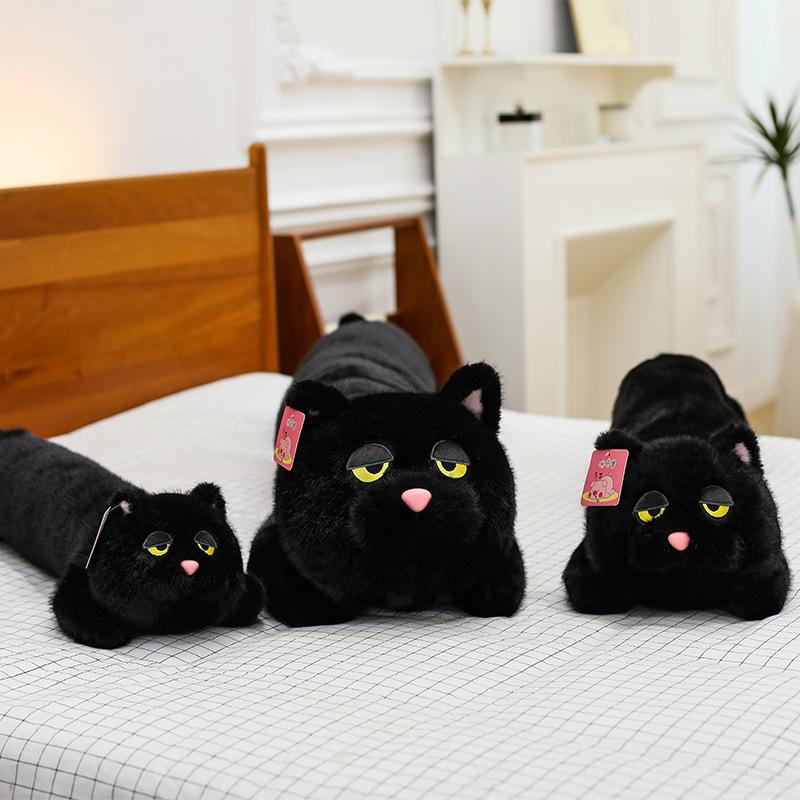 70cm Kawaii Black Cat Plush Toy Doll Cute Big Cuddly Pillow Cushion Ins Black Cat Plush Toy Doll For Boy Girl Brithday Gifts