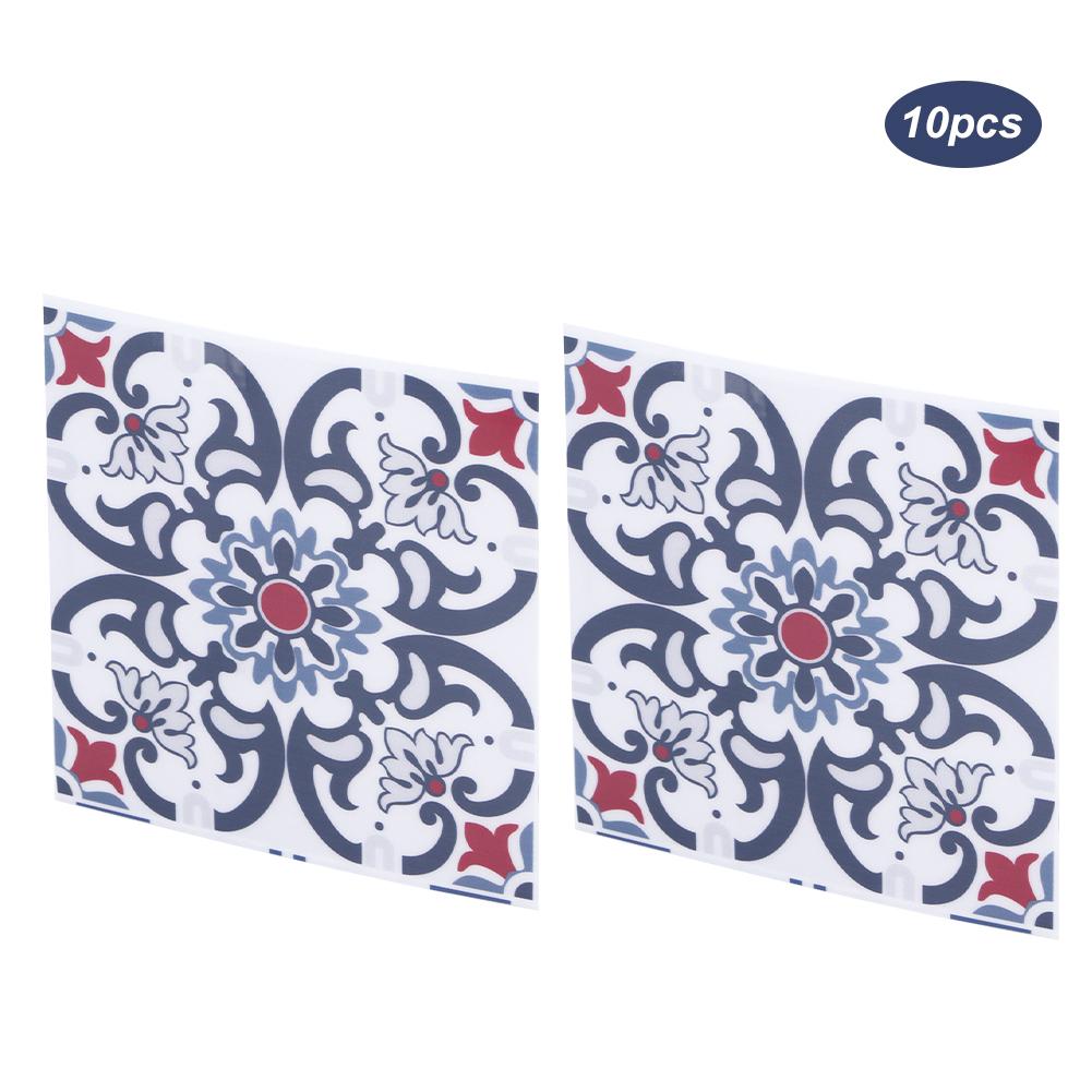 10Pcs Household Waterproof Kitchen Bathroom Decorative Ceramic Tile Stickers Decoration 10x10cm