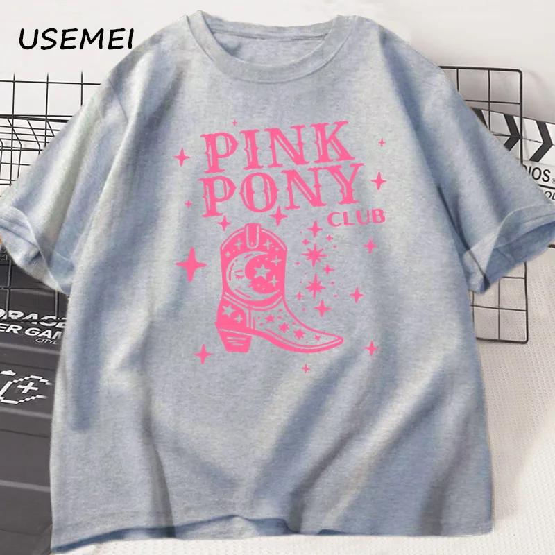 Pink Pony Club Chappell Roan Cowgirl Boots Tshirt Women Hip Hop Fashion Country Music T Shirt Lady Girl Fashion Tee Streetweawr