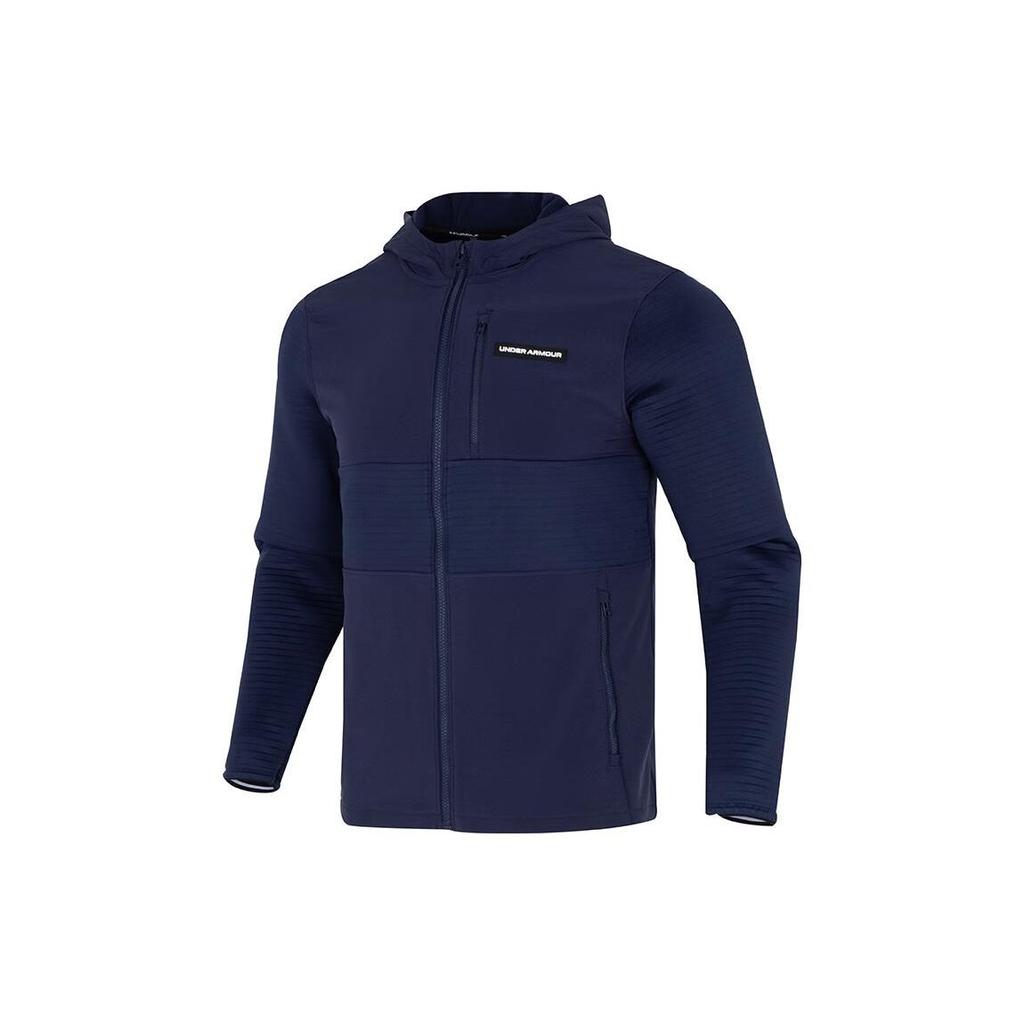 Under Armour Logo Print Sports Casual Woven Hooded Jacket Men Jackets Navy 1379722-410