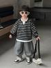 Autumn 2025 Boys' Trendy Striped Sweatshirt Set - Fashionable Early Autumn Outfit