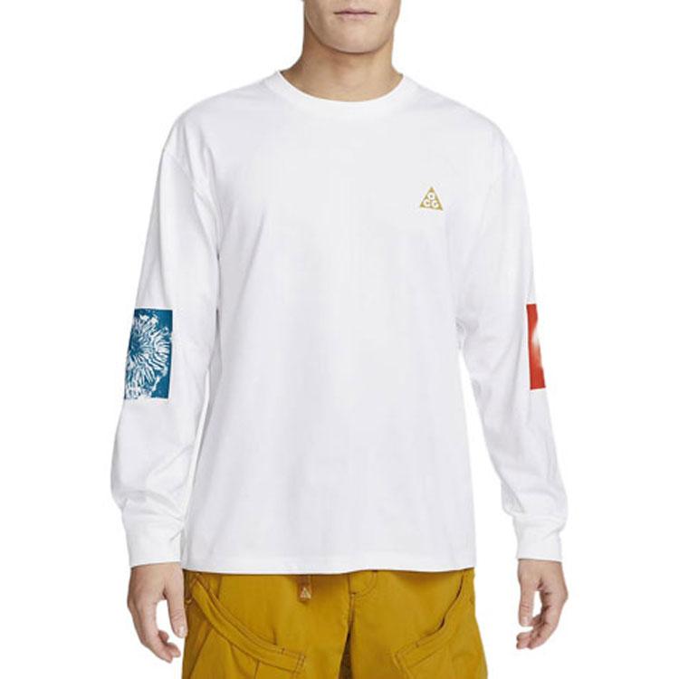 Nike ACG Series Буквенный узор с принтом с круглым вырезом и длинными рукавами Мужские топы Белый DX9453-100