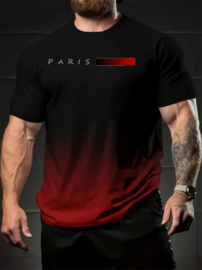 Летняя футболка с градиентным принтом, мужская мода, графические футболки, мужская одежда с 3D-принтом, футболки с круглым вырезом для мужчин, уличные рок-топы