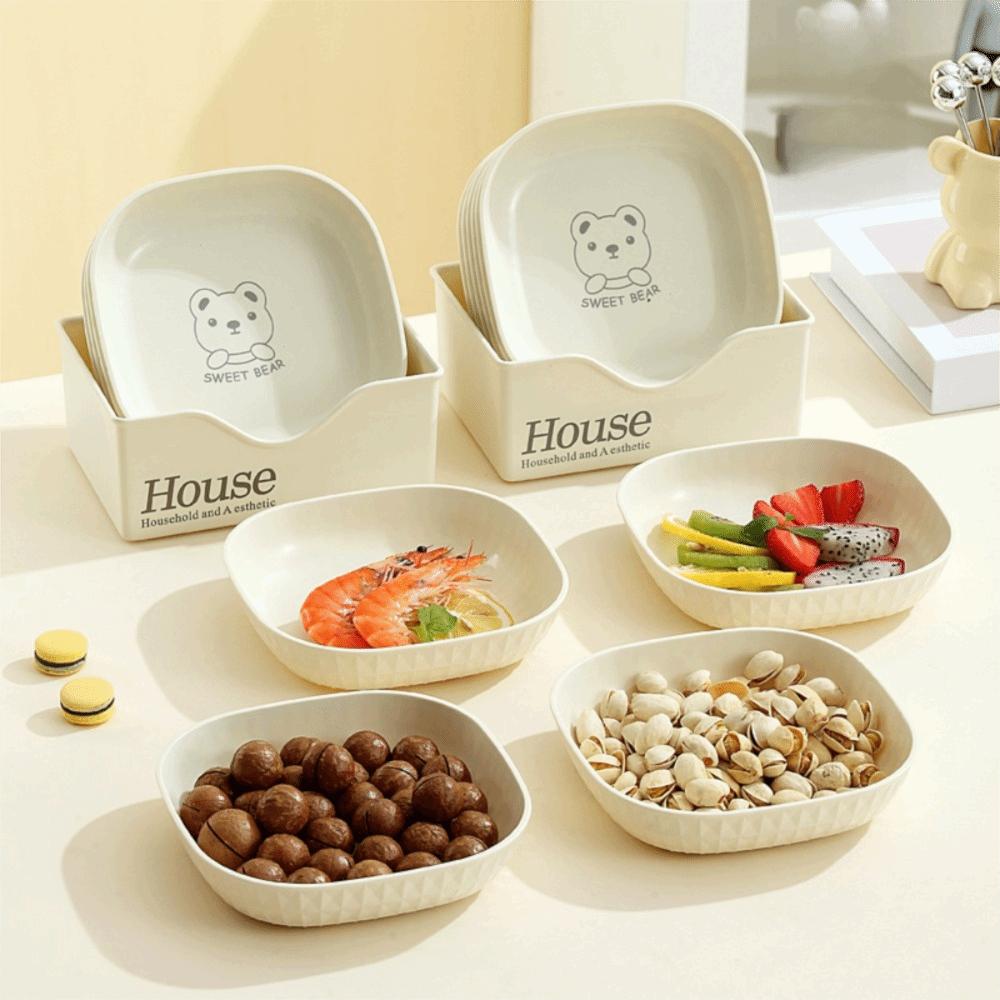 with Storage Rack Cartoon Bone Spitting Plate PP Food Plate Easy To Clean Fruit Plate Leisure Time