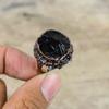 Black Tourmaline Rough Ring Electroformed Copper Adjustable Ring Rough Gemstone Jewelry Handmade Stylish Ring Electroformed Jewelry For Gift