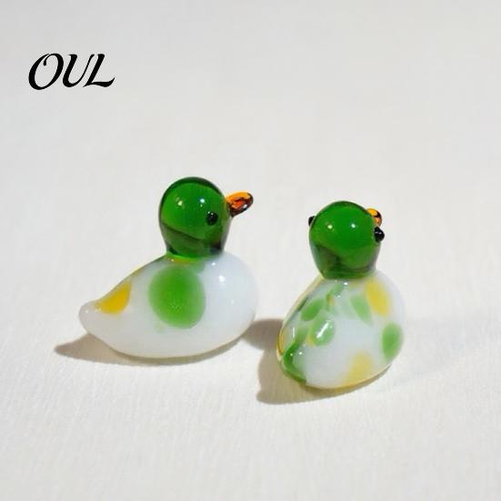 Glass Duck Figurine Green Head Figurine, Cute Mandarin Ornament for Car Healing Room Decoration Desk Decor, Miniature Animal Statue Home And