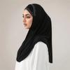 Набор из 2 шт. Мусульманский женский однотонный внутренний шарф-тюрбан и мгновенный хиджаб с бриллиантовым хрусталем, конопляный, исламский, Малайзия, подхиджабник, женская шапочка