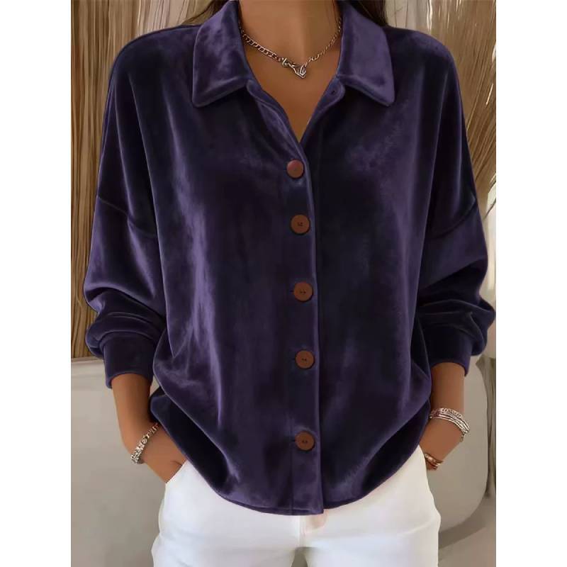 Polyester Long Sleeve Shirt Cardigan With Buttons For Casual Winter Wear