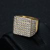 Hot Selling Hip Hop Jewelry Titanium Steel Gold Plated Square Full Diamond Ring