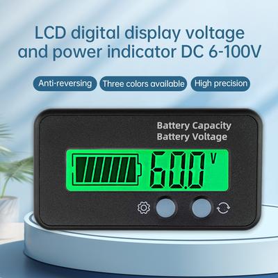 Цифровой индикатор мощности/вольтметр LCD DC 6-100V, тестер емкости аккумулятора, универсальный для электромобилей, мотоциклов и автомобилей