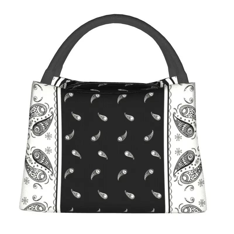Классическая бандана на заказ с узором пейсли, сумка для обеда, женская термохолодильник, изолированный ланч-бокс для пикника, кемпинга, работы, путешествий