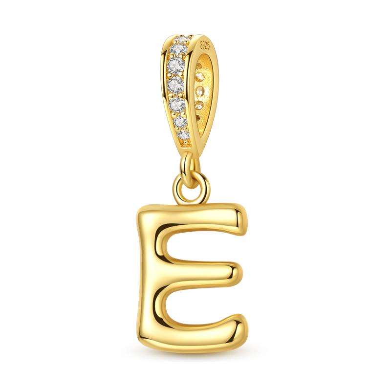 925 Silver Golden Series Charms Bead with CZ Zircon Whale Butterfly Sun Pendant for DIY Fashion Jewelry Bracelet