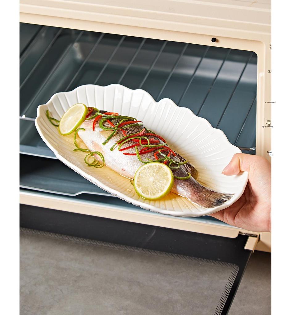 Овальное блюдо для морепродуктов из белого фарфора - Жаростойкое, Идеально для ресторанов и отелей.