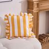 American Lotus Leaf Edge Thick Striped Pillow Cover Dutch Velvet Skirt Pillow Simple Light Luxury Sofa Decorative Printed Pillow