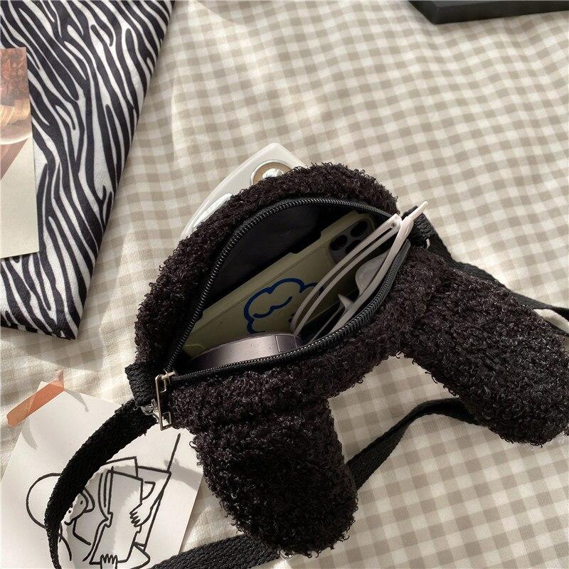 Кавайные мультяшные пушистые сумки через плечо Осенне-зимняя мода Студенческие теплые мягкие плюшевые сумки на плечо Сумка-кошелек для телефона Подарки для женщин MIT