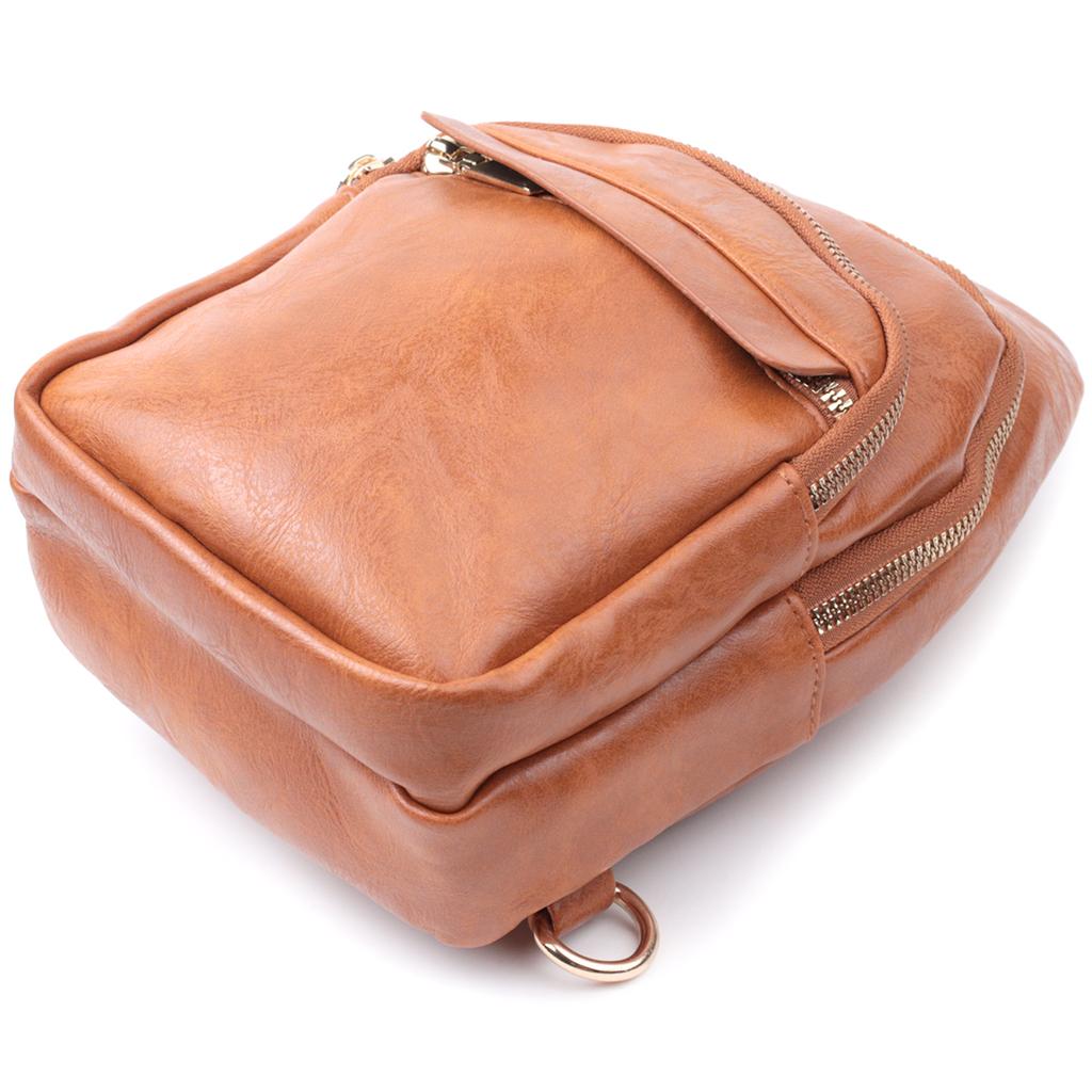 Небольшая женская сумка с одной лямкой через плечо из гладкой экокожи VINTAGE Bag 22767 Рыжий
