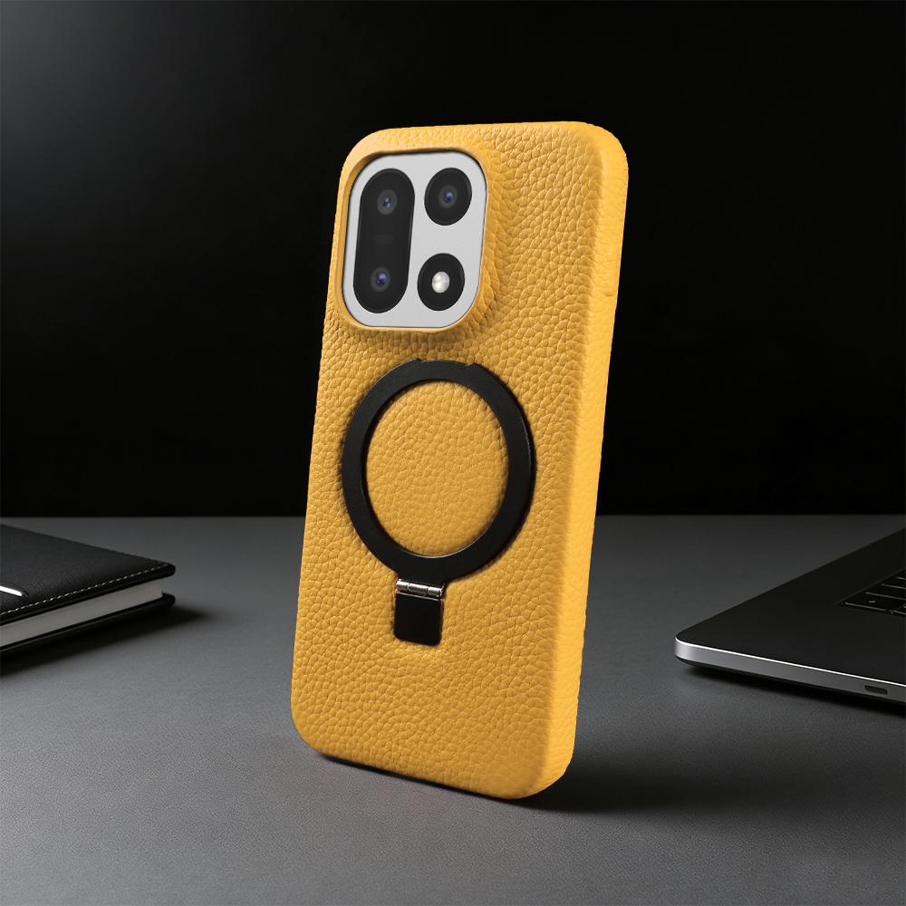 Phone Case For OnePlus 15R 15 13S 13T 13 12 11 Nord N100 CE5 CE3 Ace 5 Pro 6 6T Genuine Leather Case Magnetic Bracket Stand Ring