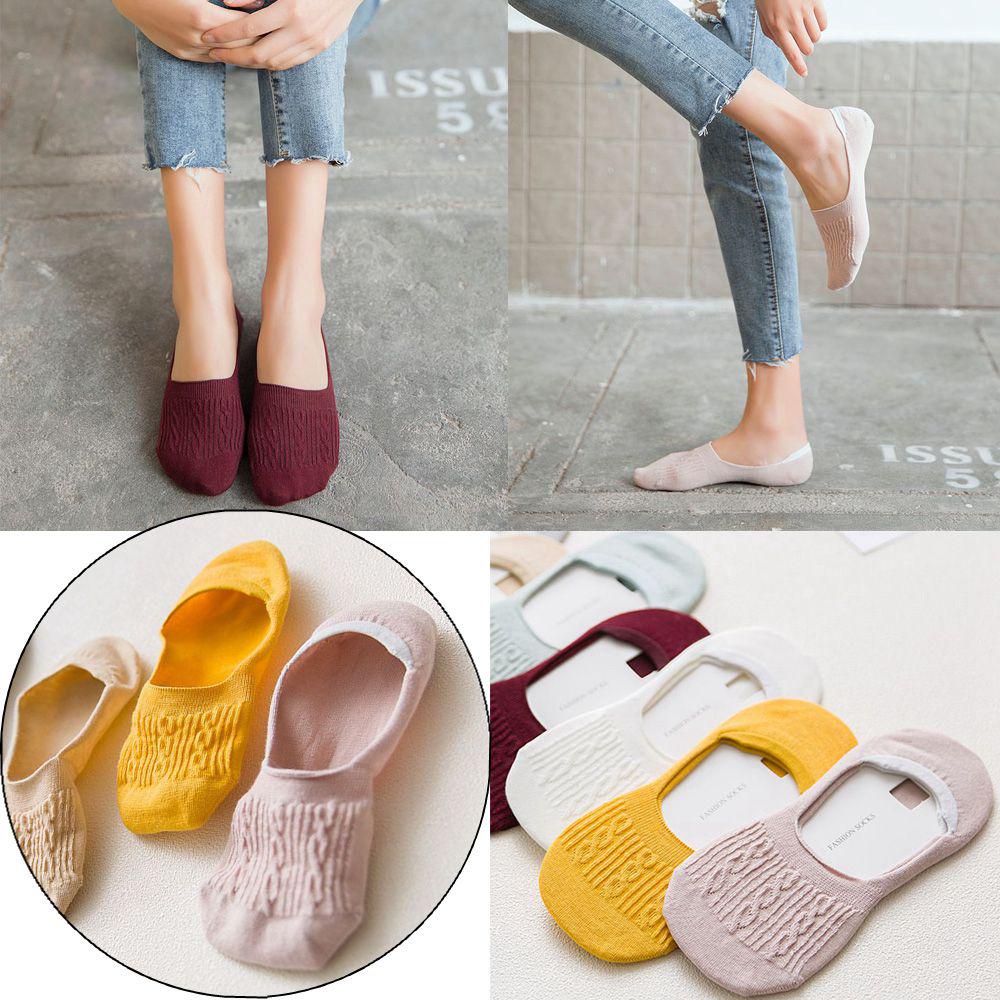 Women Breathable Non-slip Low Cut Boat Socks Cotton Ankle Hosiery