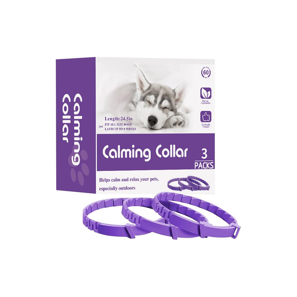 Pack Of 3 Dog Calming Collars With Long-lasting Release, Dog Calming Collars Help To Reduce Undesirable Behaviours, Stress In Puppies And Adul