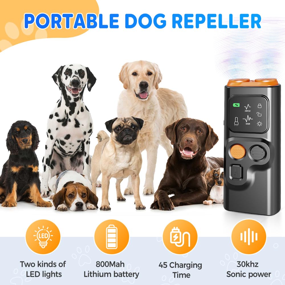 Устройство против лая для собак, усовершенствованные устройства для отпугивания лая собак, ультразвуковая дрессировка собак с HD-дисплеем и светодиодным фонариком