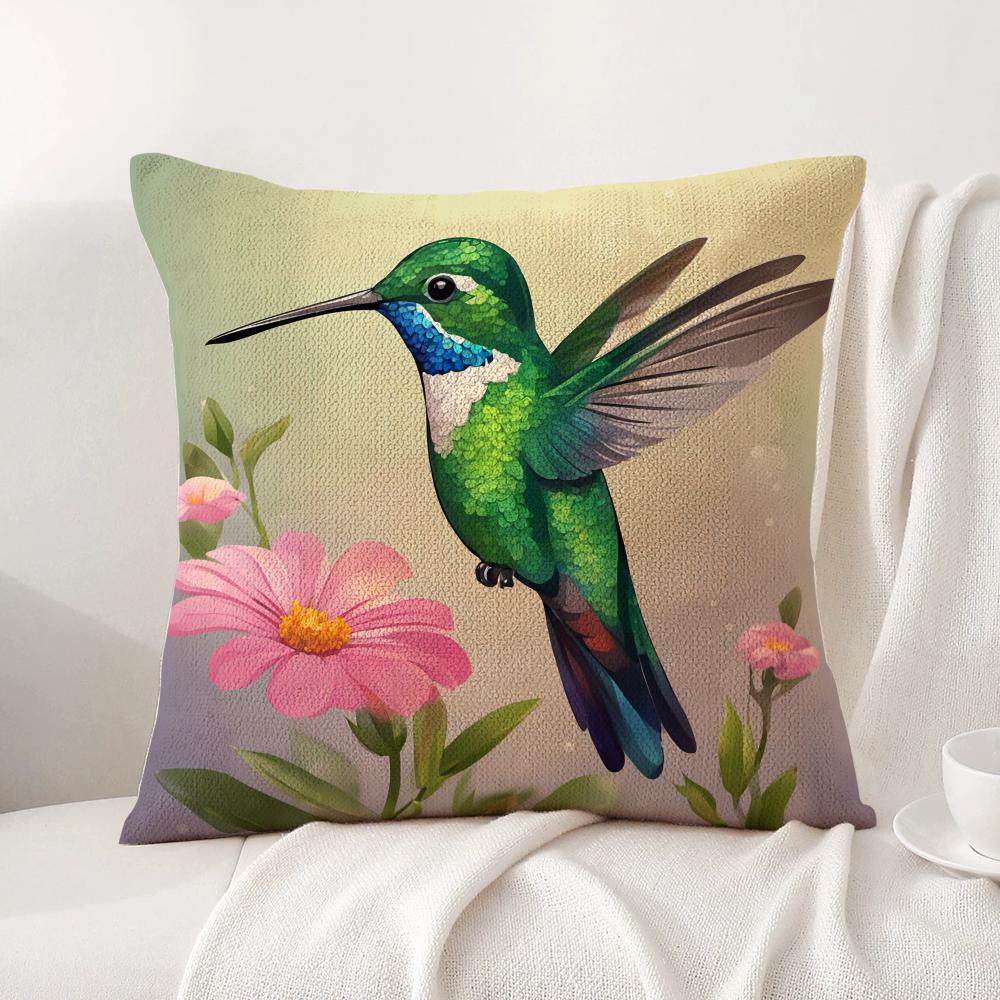 Good Quality Plant and Bird Cushion Cover Natural Linen Organic Fabric DoubleSided Printing Sofa Home Decor Gift Pillow Cover