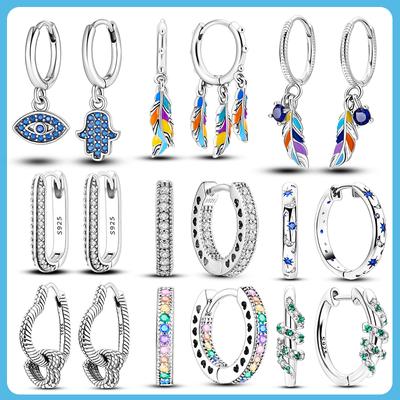 Серьги-кольца из серебра 925 пробы с двойным кольцом, круглые серьги в форме сердца и звезды для женщин, подарок на день рождения для подруги