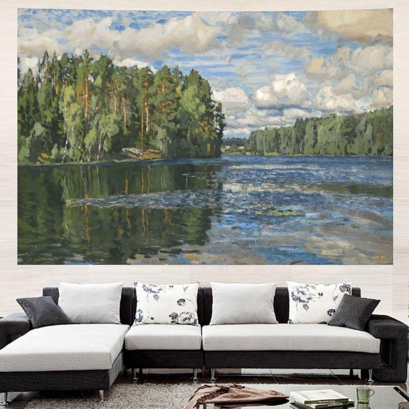 Картина маслом, Гобелен, Фоновая ткань для гостиной, Прикроватная декоративная картина, Спальня, Гобелен в американском стиле, Винтажные обои для комнаты