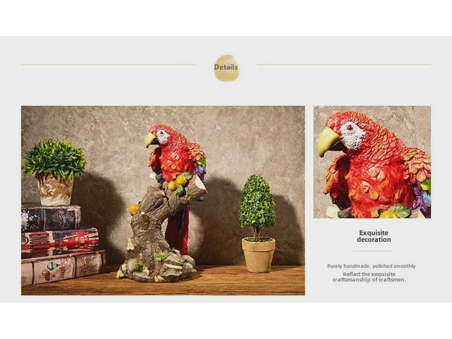 Украшения в виде попугаев в скандинавском пасторальном стиле — креативные модели птиц для гостиной, винного шкафа, подставки под телевизор и декора прихожей.