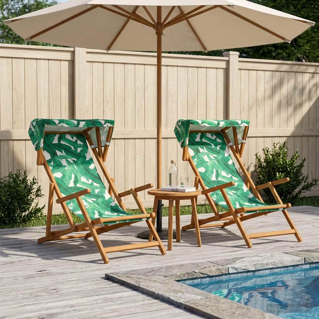 Lounge Chair 2 pcs 3 Position Solid Eucalyptus Wood