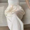 2025 Spring/Summer Women's Satin Jacquard Wide-Leg Pants - High Waist, Slim Straight, Buttoned Casual Trousers