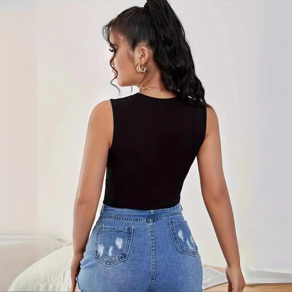 Women's Summer Solid Color Hollow Sexy Temperament Vest Top