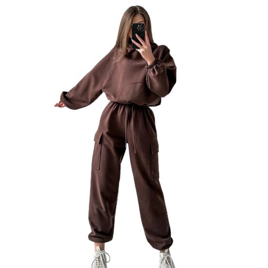 Женский комплект из 2 предметов: топ и брюки, длинный рукав, эластичная толстовка с капюшоном, затягивающаяся на шнурок, эластичные брюки с высокой талией, обтягивающие щиколотку, спортивный костюм для фитнеса