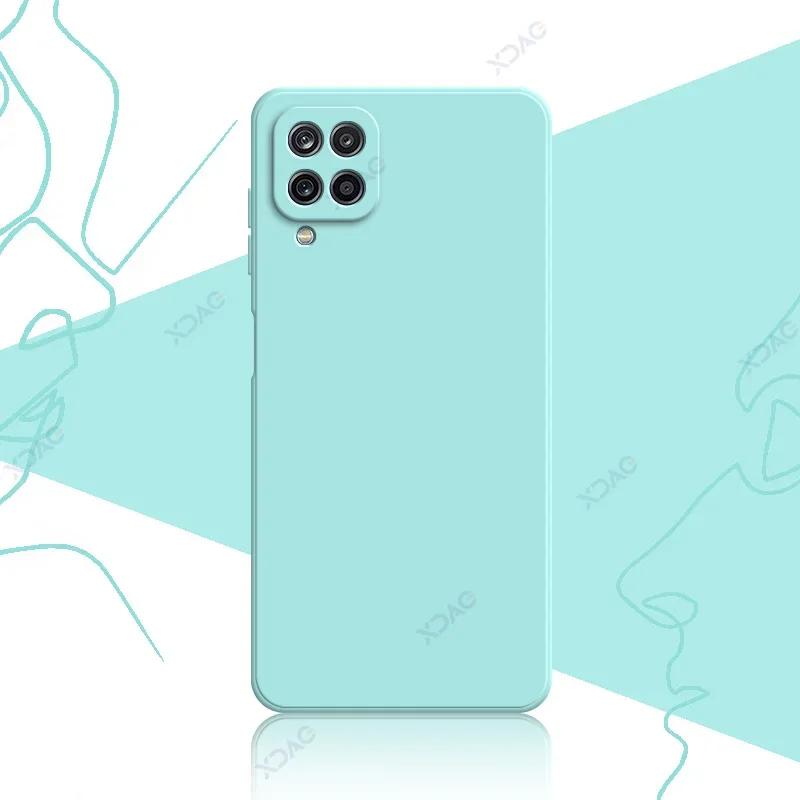 Модный чехол для телефона Samsung Galaxy A12 A22 4G 5G SamsungA12 SamsungA22 квадратный жидкий силиконовый мягкий задний чехол-щиток