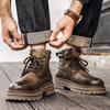 Мужская обувь, универсальные теплые зимние базовые ботинки с толстой подошвой, новые уличные мужские мотоциклетные ботинки, мужские прогулочные ботинки из натуральной кожи